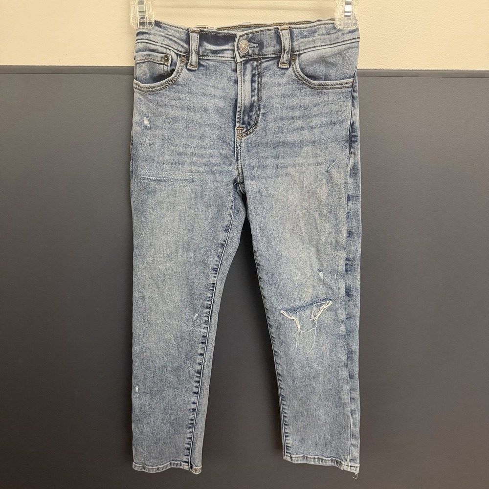Abercrombie Kids Straight Jeans Kids 9/10 Light Distressed Adjustable Waist